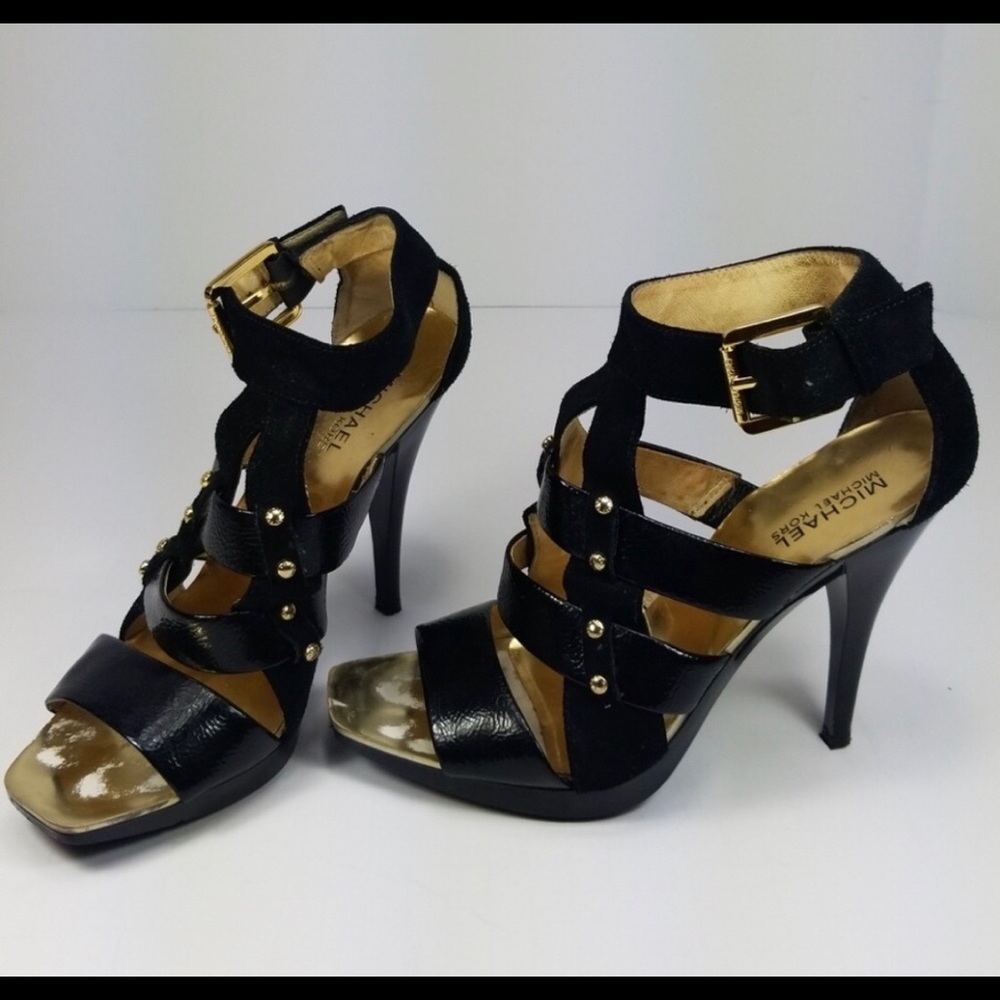 Michael Kors Black Patent Leather & Suede Heels
